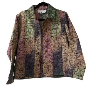 Keren Hart Colorful Vintage Tapestry Jacket Button Up Size L / XL